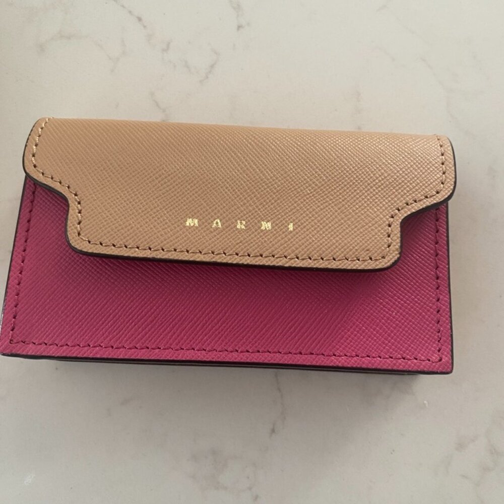 NWT Marni Leather Pink Colorblock Cardholder